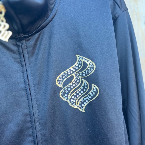 Rocawear y2k vintage track jacket sweater black and gold rhinestones size 2x - Picture 9 of 9
